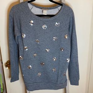 Cozy sequin-dot pullover sweatshirt